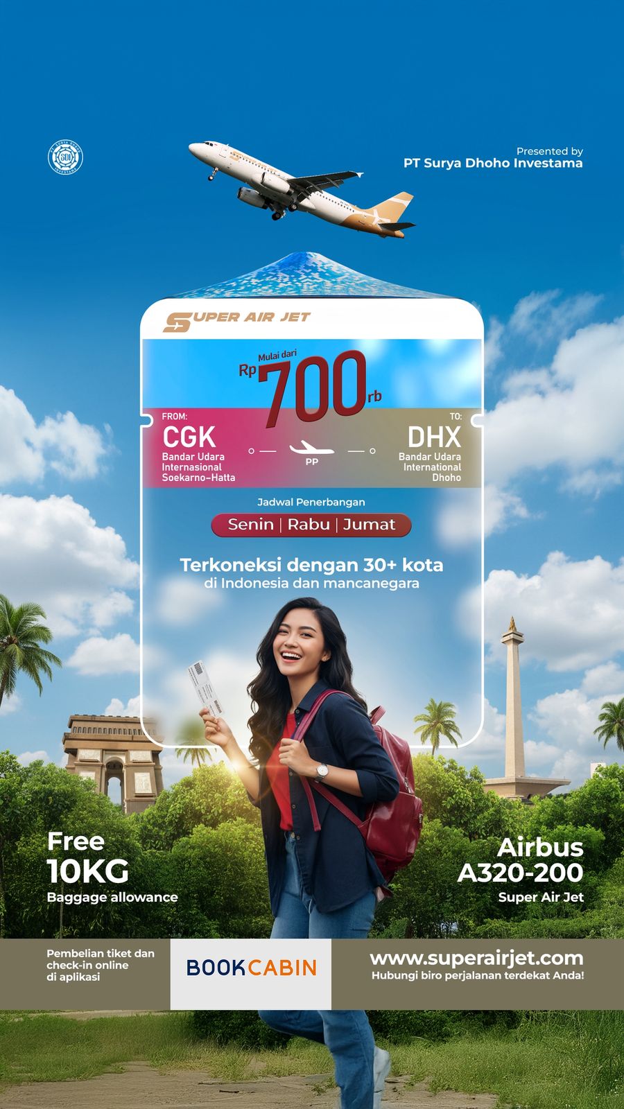 Mulai 10 November 2025 Super Air Jet Layani Penerbangan Langsung Bandara Soekarno – Hatta Tujuan Bandara Dhoho Kediri PP