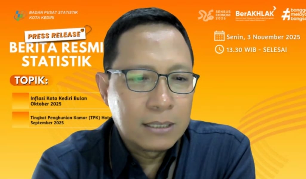 Inflasi Kota Kediri Oktober 2025 Lebih Tinggi 0,08 Persen Dibandingkan Bulan September.