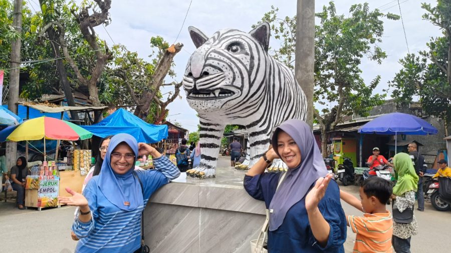 “Macan” Putih Mirip Kuda Nil Kini Semakin Viral. Pengunjung Luar  Rela Datang Ke Kediri Berfoto Ria