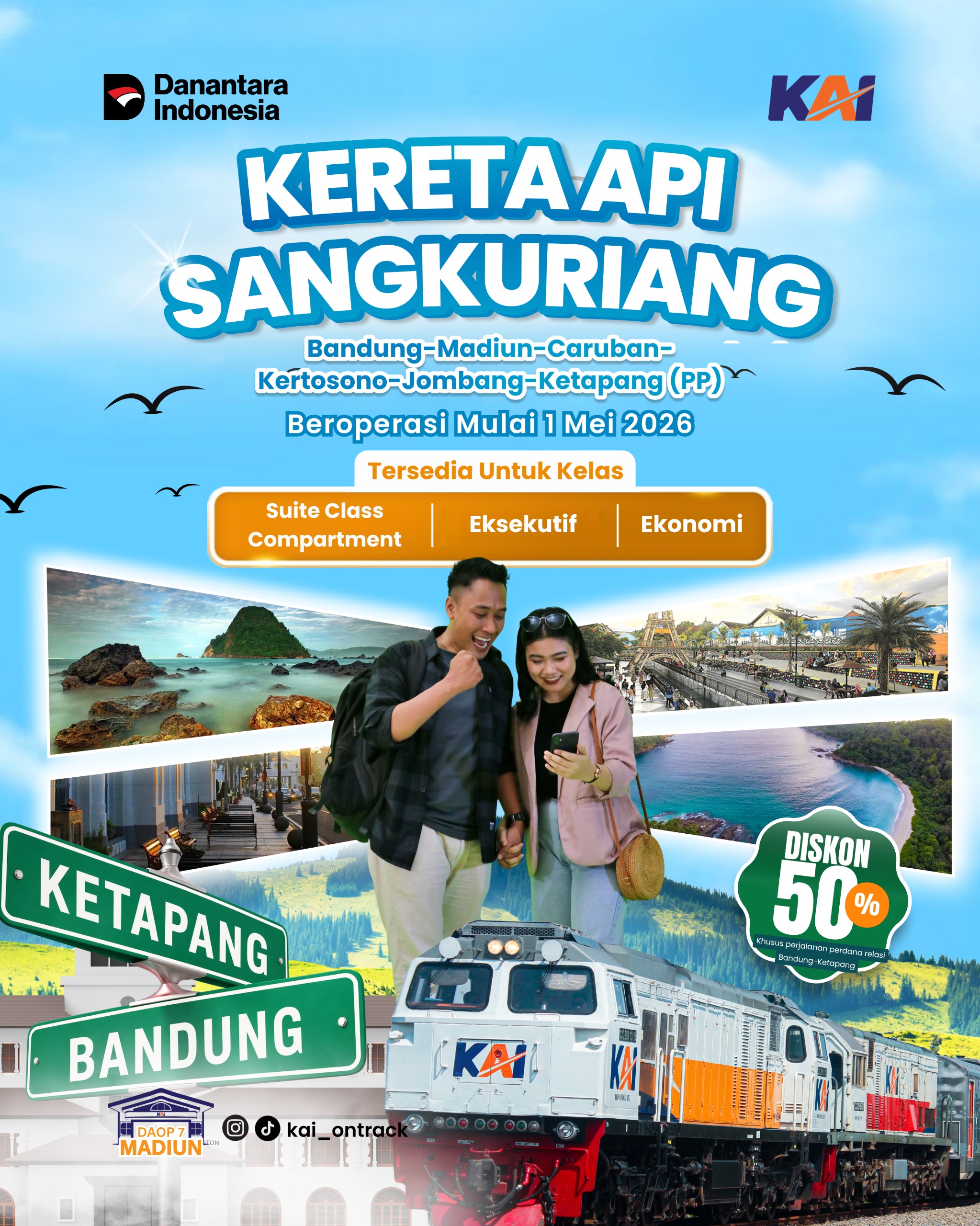 KAI Daop 7 Madiun Sambut Kehadiran KA SANGKURIANG, Pilihan Baru Untuk Healing Dan Kulineran Menuju Bandung Maupun Banyuwangi