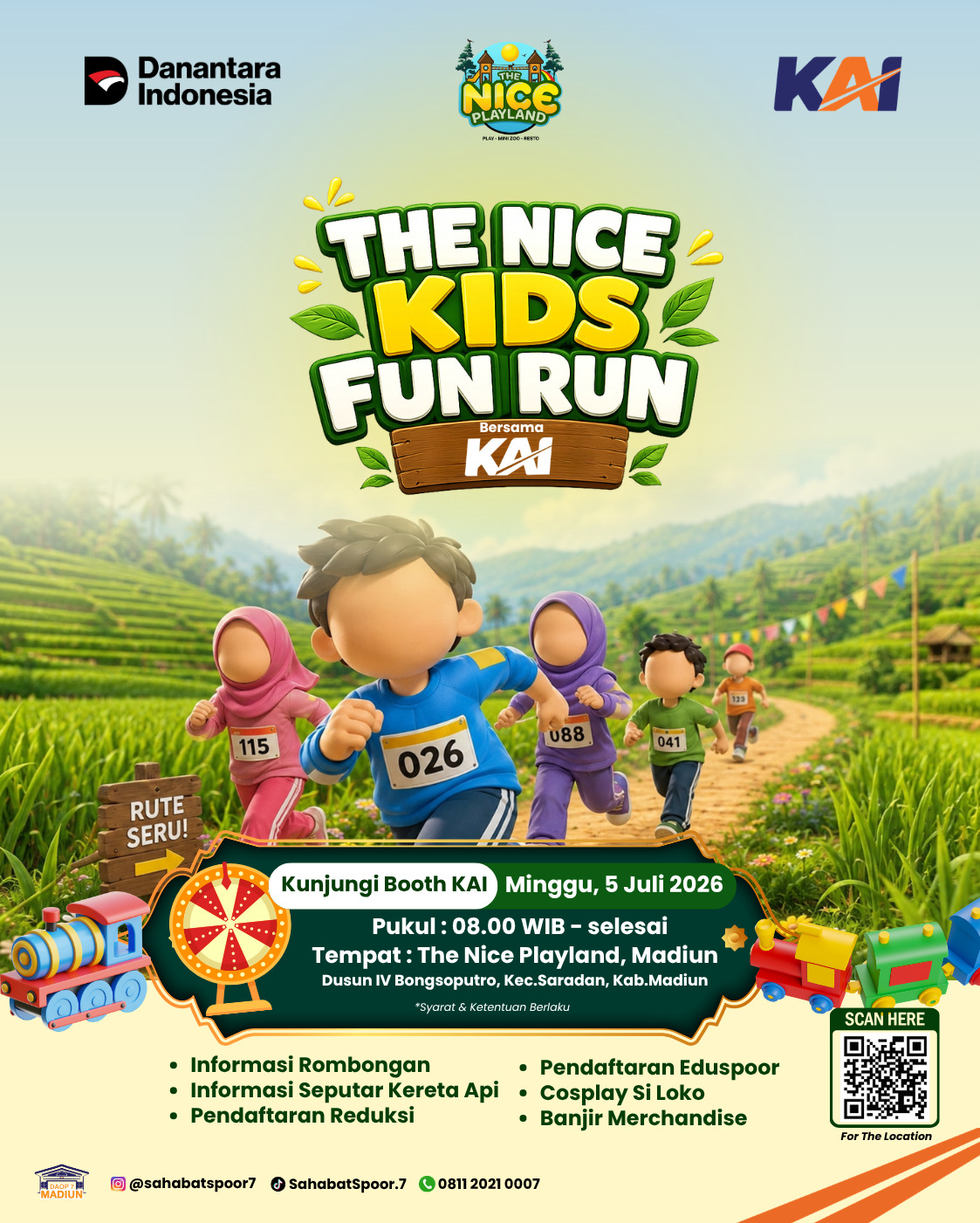 Meriahkan Liburan Sekolah, KAI Daop 7 Madiun Hadir di The Nice Kids Fun Run 2026 dengan Edukasi dan Beragam Layanan Pelanggan