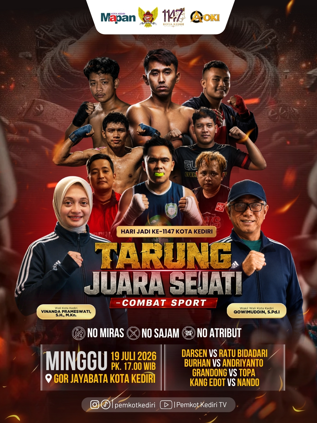 Hari Jadi Kota Kediri ke 1.147, Pemkot Kediri Gelar Even Combat Sport ‘Tarung Juara Sejati’