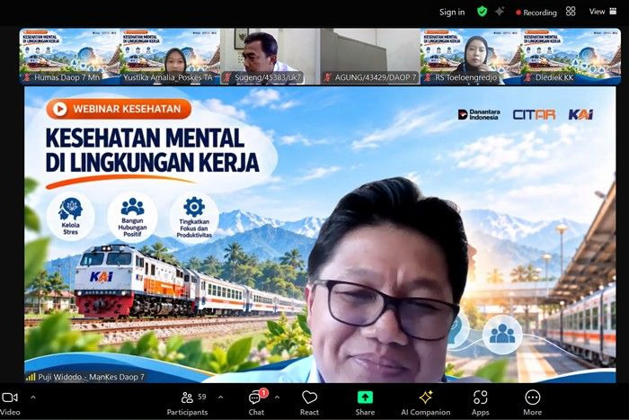 KAI Daop 7 Madiun Perkuat Kepedulian Terhadap Kesehatan Mental Pekerja Melalui Webinar Series ke-19 Bertajuk Kesehatan Mental di Lingkungan Kerja